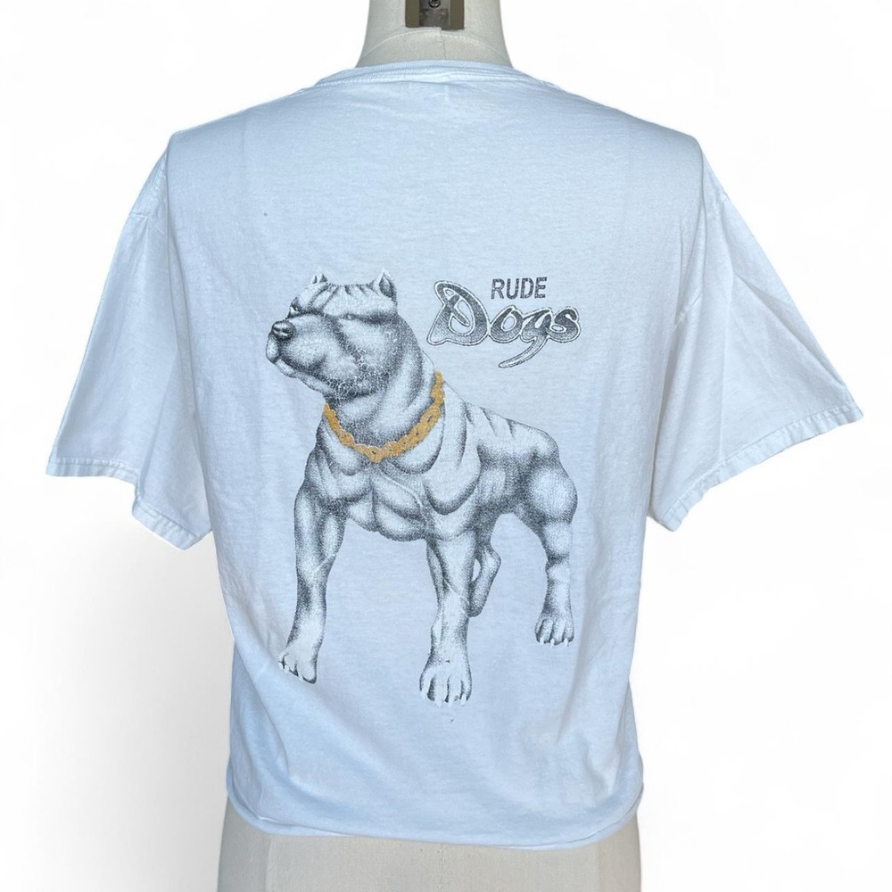 Fruit of the Loom Rude Dogs white cropped graphic tee